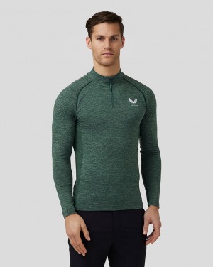 Castore Golf Body Mapped Seamless Quarter Zip Top Pine Grey | 91KHEJAWI