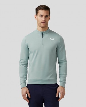 Castore Golf Club Classic Quarter Zip Top Stone Blue | 91DJWCPMZ