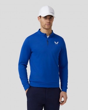 Castore Golf Club Classic Quarter Zip Top Royal Blue | 93FUPZCYW