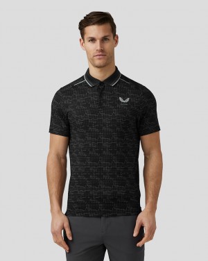 Castore Golf Printed Tech Polo Black | 25KQDPIWB