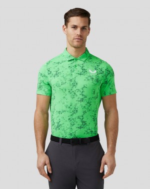 Castore Golf Short Sleeve Geo Printed Polo Lime | 17UICPQDA