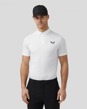 Castore Golf Textured Pique Stripe Polo White | 68AEJSCTZ