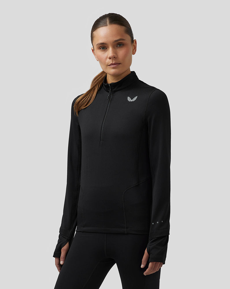 Castore Active Long Sleeve Half Zip Midlayer Top Black | 70LKNSJWZ