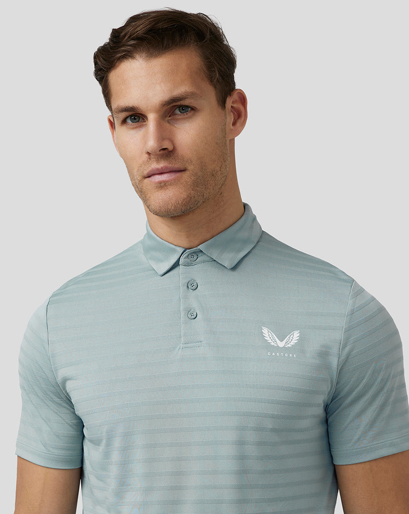 Castore Golf Textured Pique Stripe Polo Blue | 60XGSVMTR