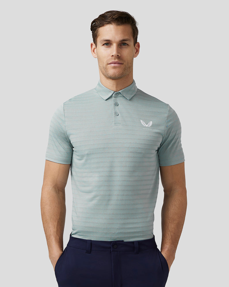 Castore Golf Textured Pique Stripe Polo Blue | 60XGSVMTR