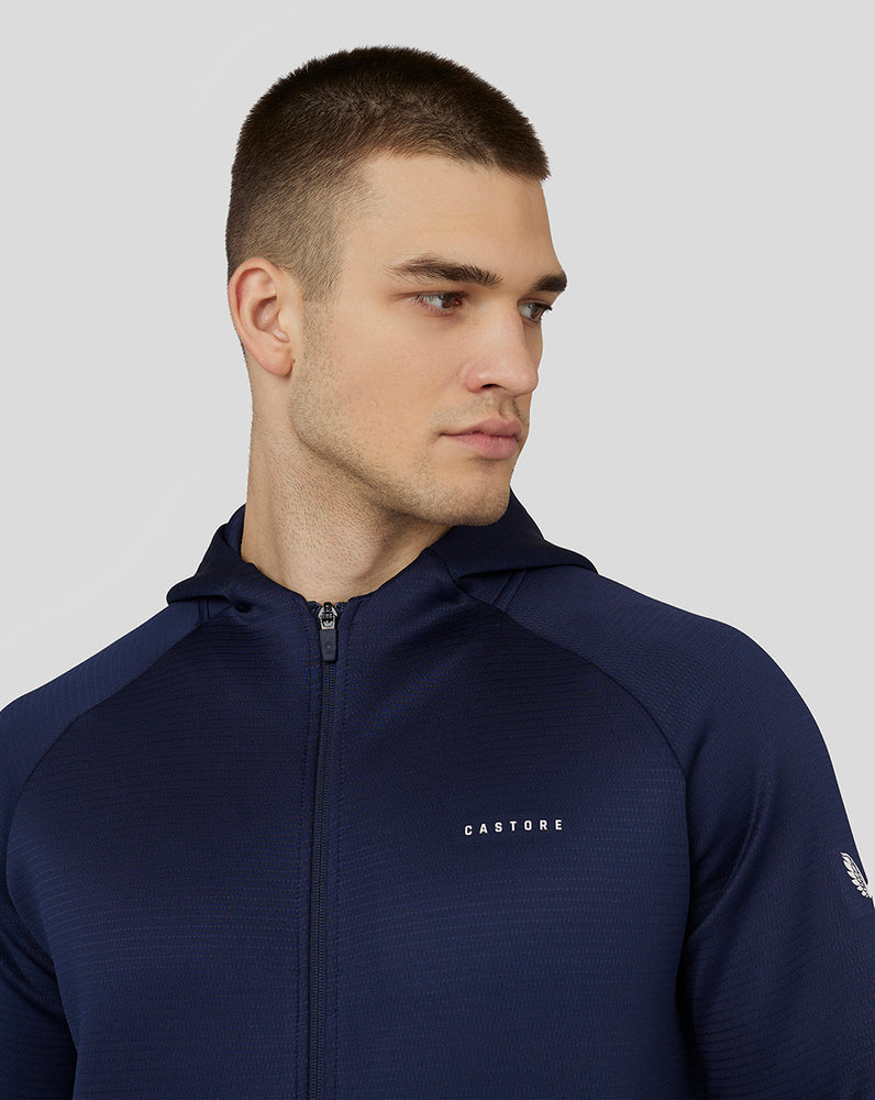 Castore Long Sleeve Aeroscuba Zip-Through Hoodie Navy | 48XYCUKFZ