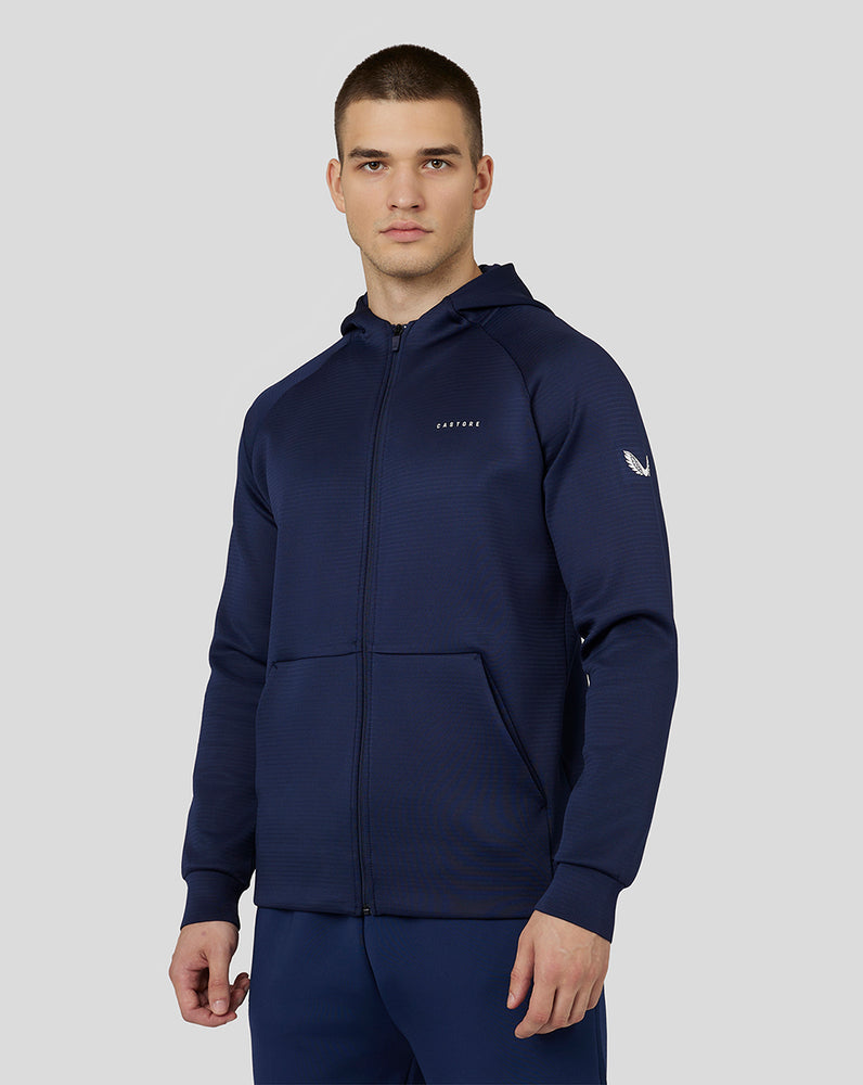 Castore Long Sleeve Aeroscuba Zip-Through Hoodie Navy | 48XYCUKFZ