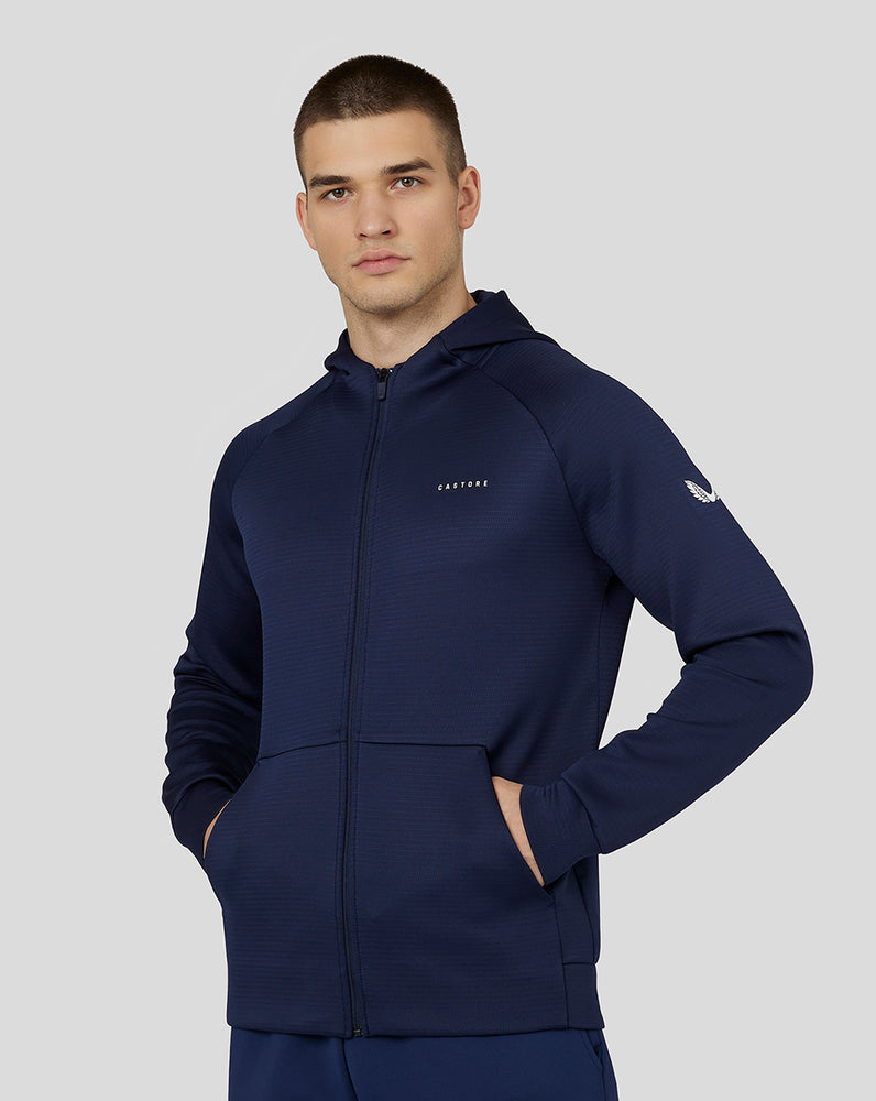 Castore Long Sleeve Aeroscuba Zip-Through Hoodie Navy | 48XYCUKFZ